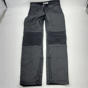 Madewell Women's Skinny Skinny Moto Coated Black Jeans Size 27 Ankle Zip